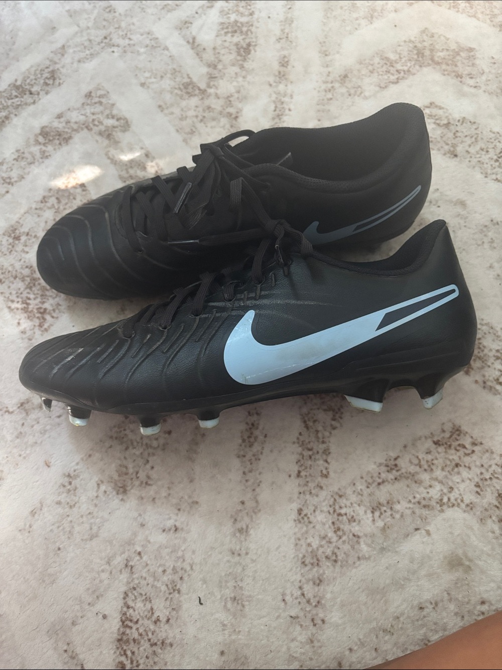 Nike Black Soccer Cleats with White Swoosh Womens 8